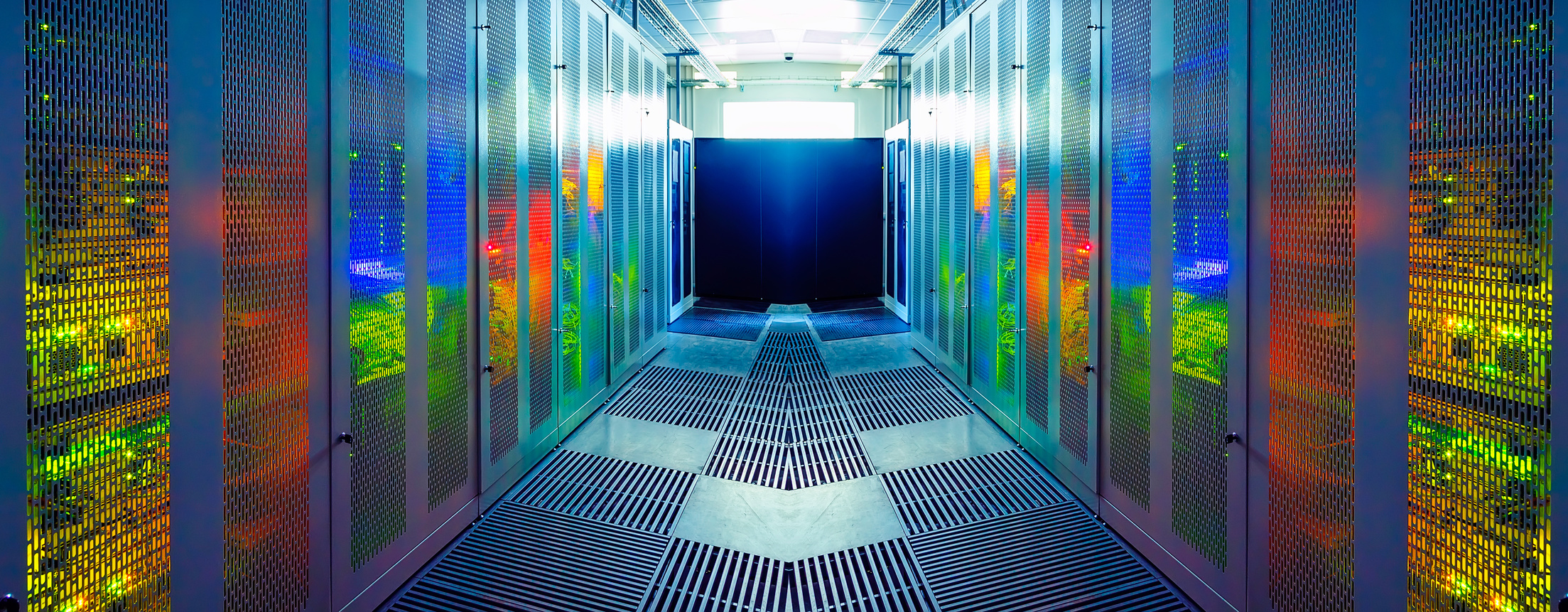 symmetric server room with modern communication and server equipment